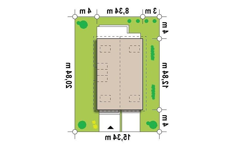 Projekt domu wolnostojącego Z154 - Usytuowanie - wersja lustrzana