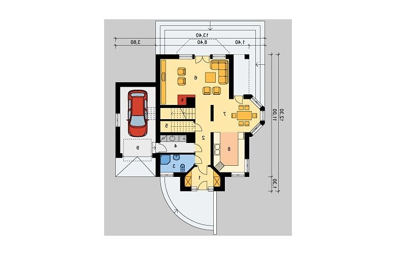 Projekt domu wolnostojącego LK&286 - parter