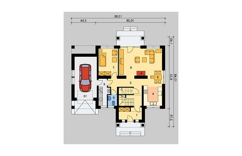 Projekt domu wolnostojącego LK&166 - parter