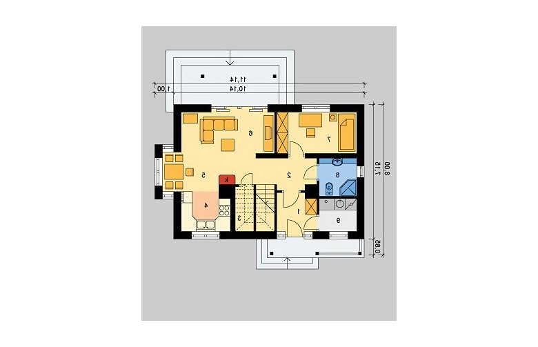 Projekt domu wolnostojącego LK&288 - parter