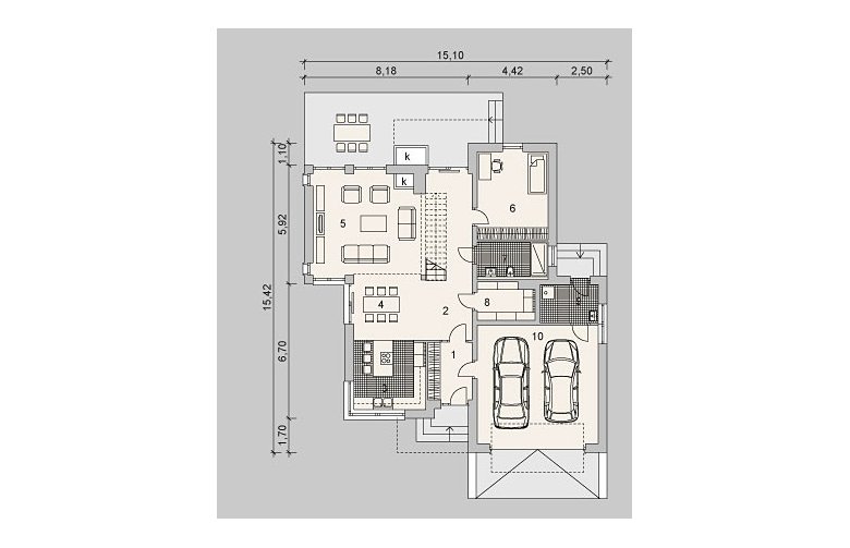 Projekt domu wolnostojącego LK&979 - parter