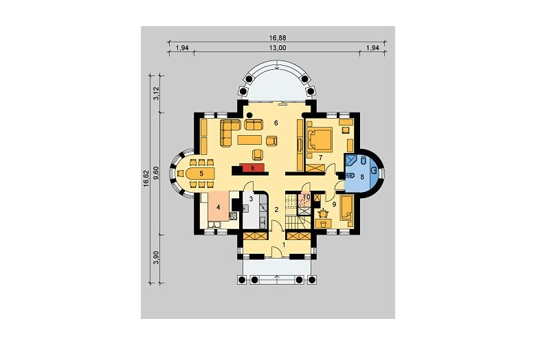 Projekt domu piętrowego LK&363 - parter