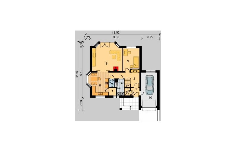 Projekt domu wolnostojącego LK&195 - parter