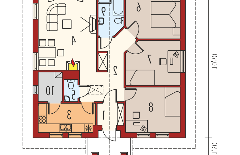 Projekt domu parterowego Bogna III - parter