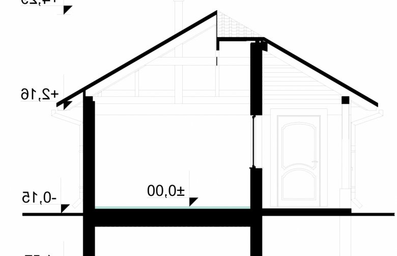 Projekt domu energooszczędnego G39 - Budynek garażowo - gospodarczy - przekrój 1