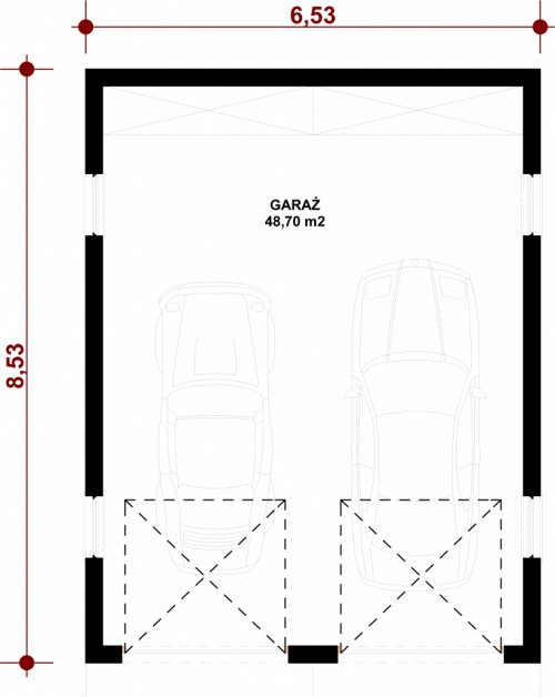 Rzut projektu G40 - Budynek garażowy