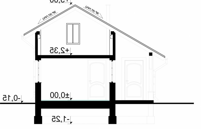 Projekt domu energooszczędnego G41 - Budynek garażowo - gospodarczy - przekrój 1