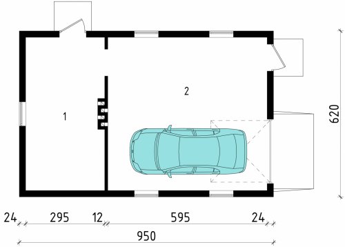 Rzut projektu G42 - Budynek garażowo - gospodarczy