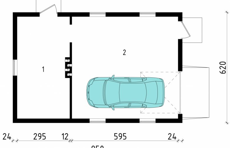 Projekt domu energooszczędnego G42 - Budynek garażowo - gospodarczy - 