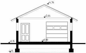Przekrój projektu G42 - Budynek garażowo - gospodarczy