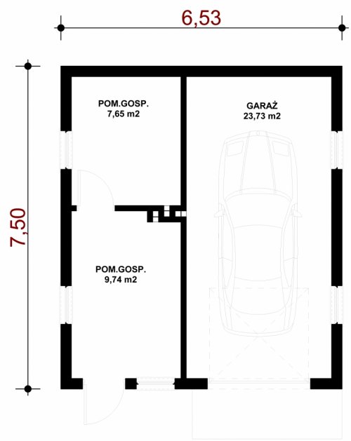 Rzut projektu G43 - Budynek garażowo - gospodarczy