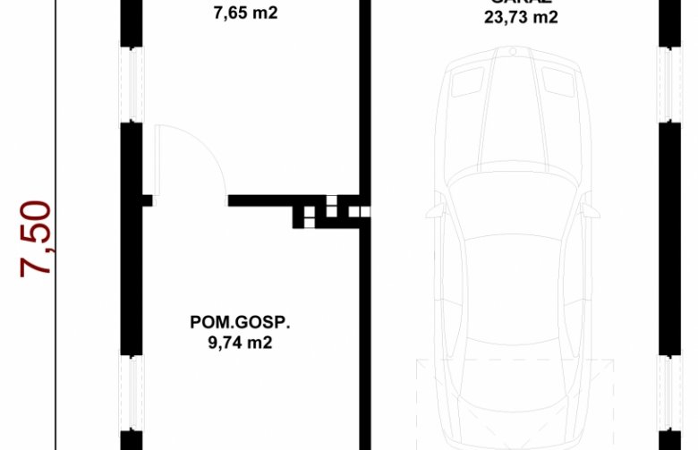 Projekt domu energooszczędnego G43 - Budynek garażowo - gospodarczy - 