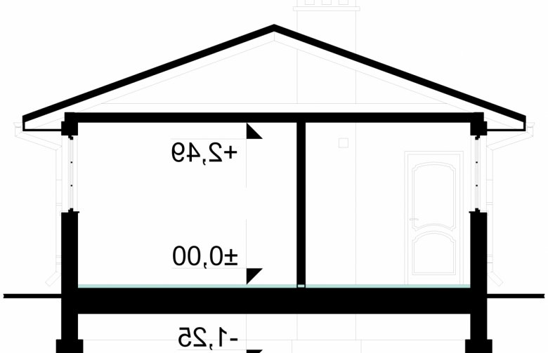 Projekt domu energooszczędnego G43 - Budynek garażowo - gospodarczy - przekrój 1