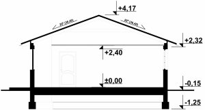 Przekrój projektu G45 - Budynek garażowo - gospodarczy