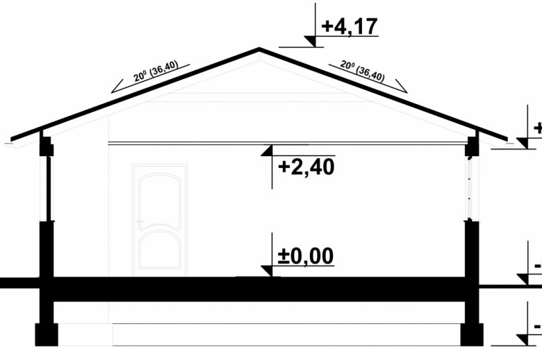 Projekt domu energooszczędnego G45 - Budynek garażowo - gospodarczy - przekrój 1