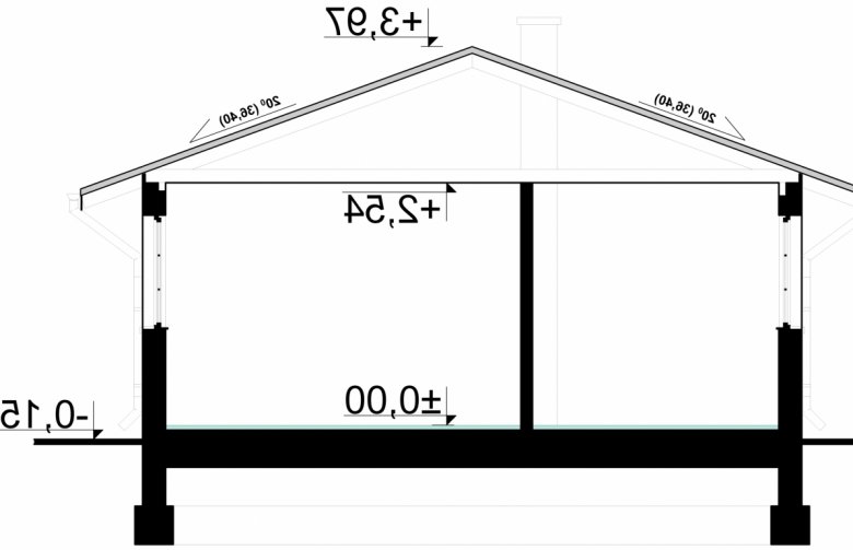 Projekt domu energooszczędnego G46 - Budynek garażowo - gospodarczy - przekrój 1