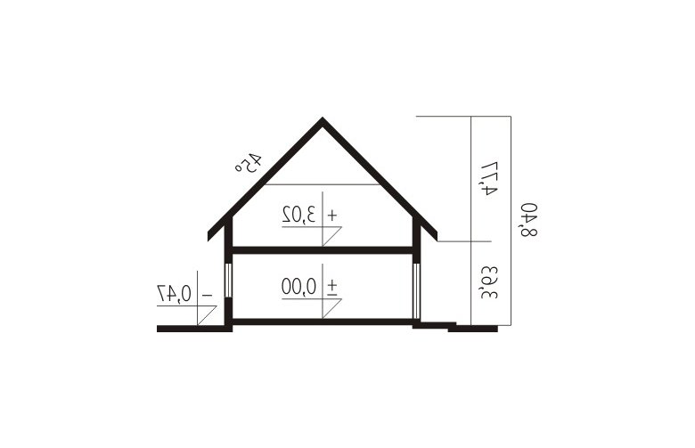 Projekt domu z poddaszem Julek II - przekrój 1