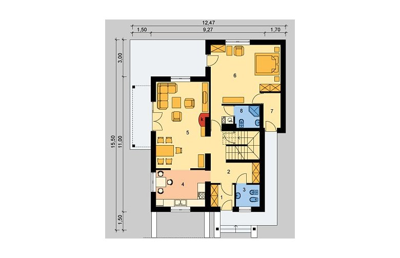 Projekt domu wolnostojącego LK&219 - parter