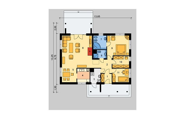 Projekt domu dwurodzinnego LK&368 - parter