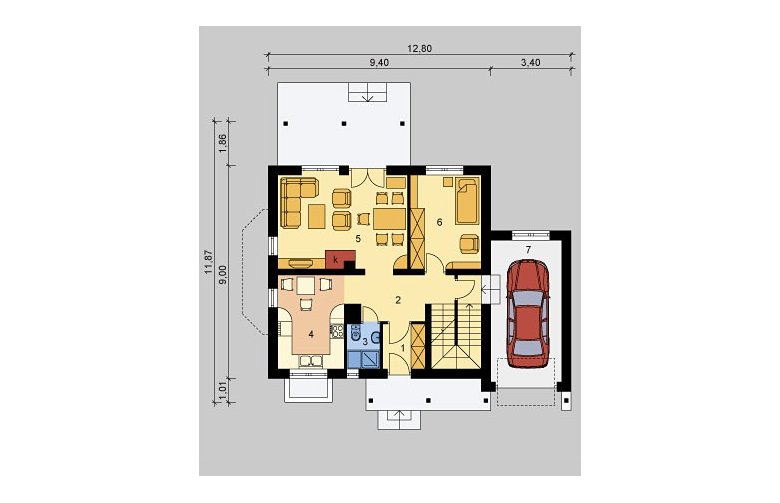 Projekt domu wolnostojącego LK&375 - parter