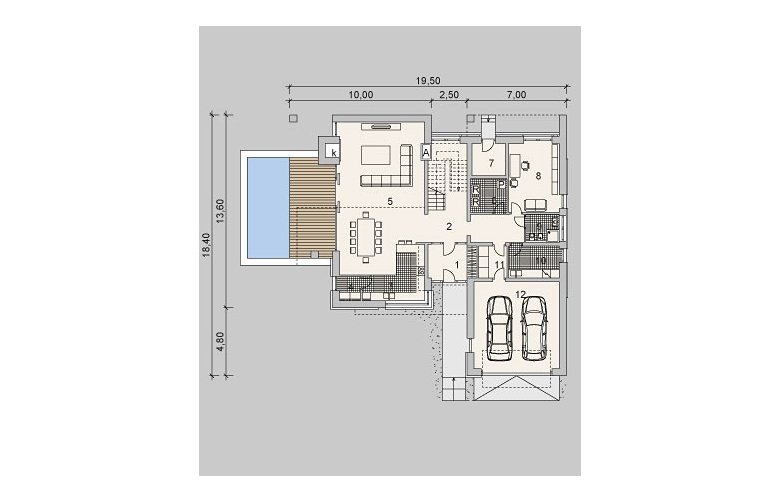 Projekt domu z poddaszem LK&991 - parter