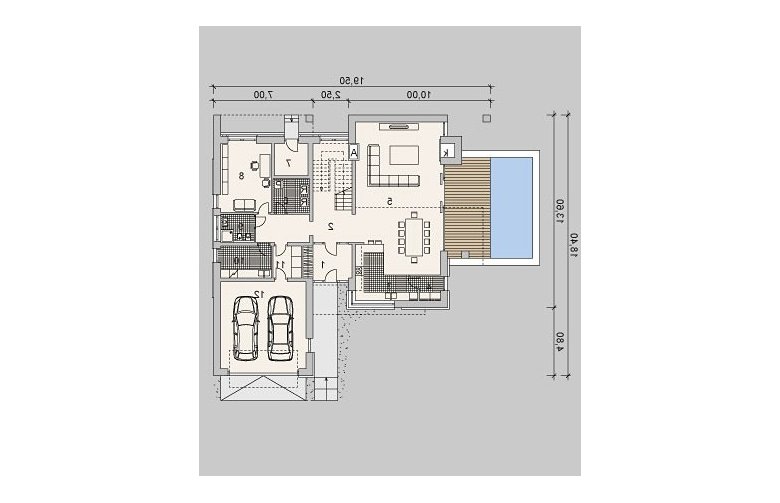 Projekt domu z poddaszem LK&991 - parter