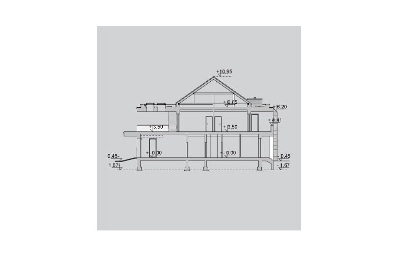 Projekt domu z poddaszem LK&991 - przekrój 1