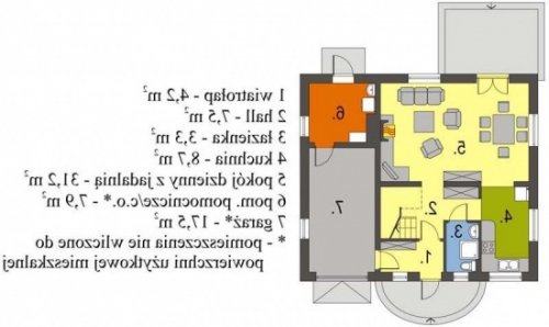 Rzut projektu Iskierka - wersja lustrzana