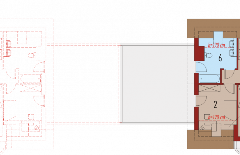 Projekt domu bliźniaczego Kajka G2 (bliźniak) - poddasze