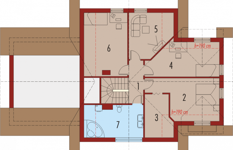 Projekt domu piętrowego Helka G2 - poddasze