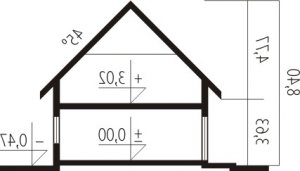 Przekrój projektu Julek II G1 Leca® DOM w wersji lustrzanej