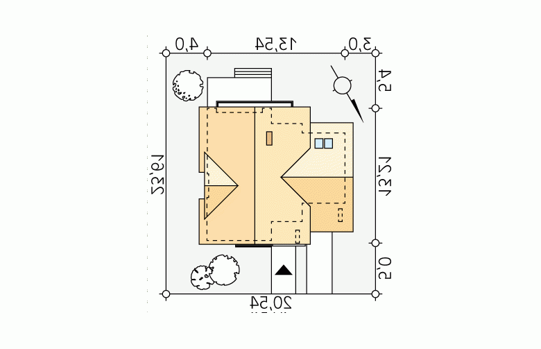 Projekt domu tradycyjnego Jaspis 4 - Usytuowanie - wersja lustrzana