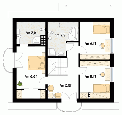 Rzut projektu Chaber 3 - wersja lustrzana