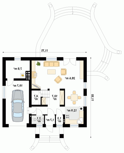 Rzut projektu Chaber 2 - wersja lustrzana