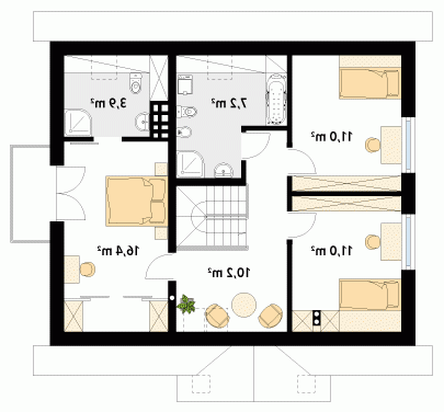 Rzut projektu Chaber 2 - wersja lustrzana