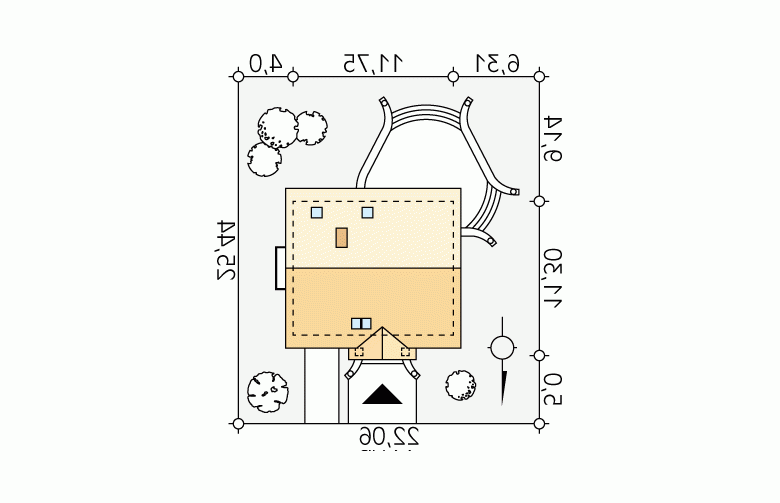 Projekt domu tradycyjnego Chaber 2 - Usytuowanie - wersja lustrzana