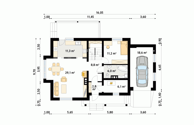 Projekt domu tradycyjnego Aloes 2 - 