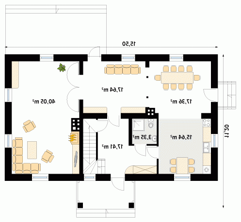 Rzut projektu Świt - wersja lustrzana