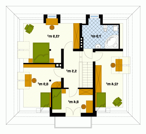 Rzut projektu Boston 3 - wersja lustrzana