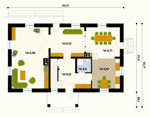 Rzut projektu Świt 2 - wersja lustrzana