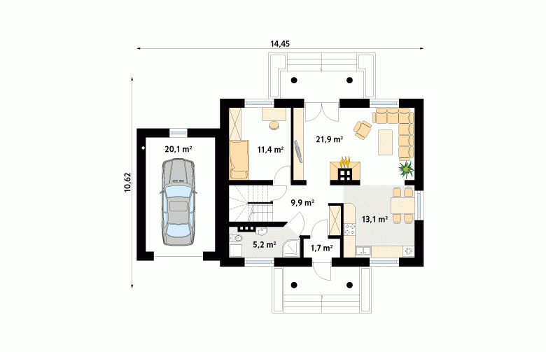 Projekt domu tradycyjnego Azalia 4 - 