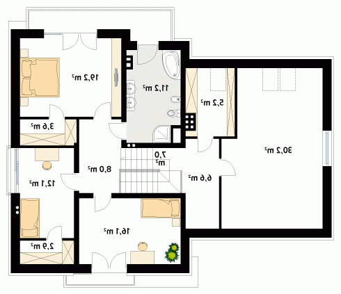 Rzut projektu Jaspis 3 - wersja lustrzana