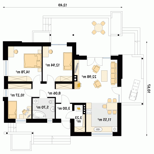 Rzut projektu Atut - wersja lustrzana