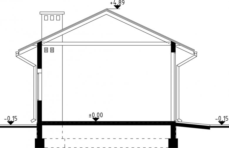 Projekt domu energooszczędnego G6 - Budynek gospodarczy - przekrój 1