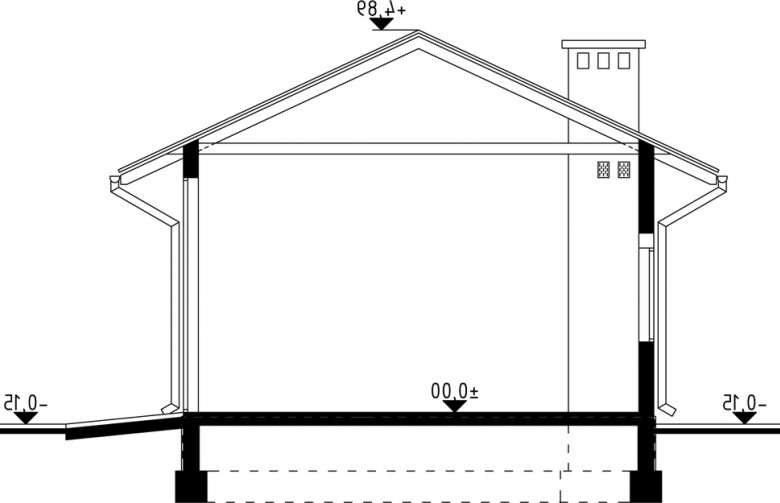 Projekt domu energooszczędnego G6 - Budynek gospodarczy - przekrój 1