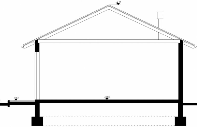 Projekt domu energooszczędnego G7 - Budynek gospodarczy - przekrój 1