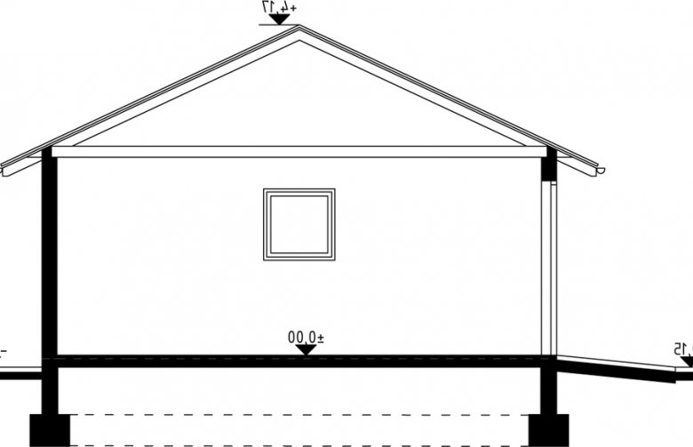 Projekt domu energooszczędnego G8 - Budynek gospodarczy - przekrój 1
