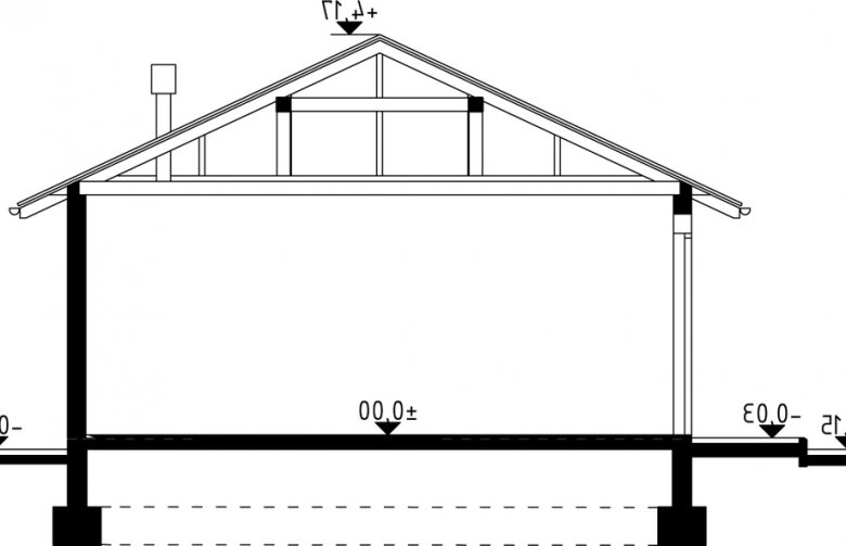 Projekt domu energooszczędnego G9 - Budynek gospodarczy - przekrój 1