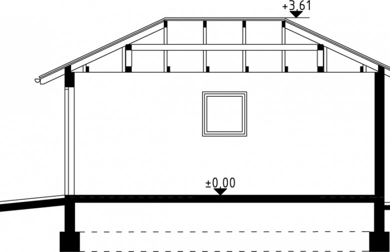 Projekt domu energooszczędnego G10 - Budynek garażowy - przekrój 1