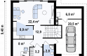 Projekt domu jednorodzinnego Z43 - rzut parteru